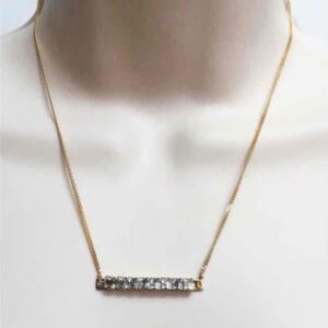 a.v. max new york Dainty Clear Crystal Bar Necklace